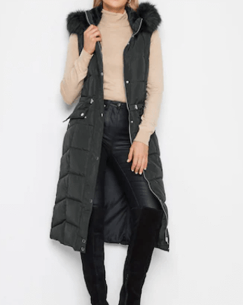 Women's Sleeveless Parka Puffer Coat In Black