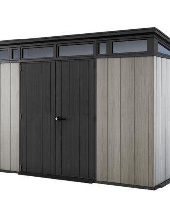 Keter Kunststoff Gerätehaus 11x7 –, Doppeltüren & Fenster, Fahrradschuppen, Ideal für Outdoor-Geräteschuppen