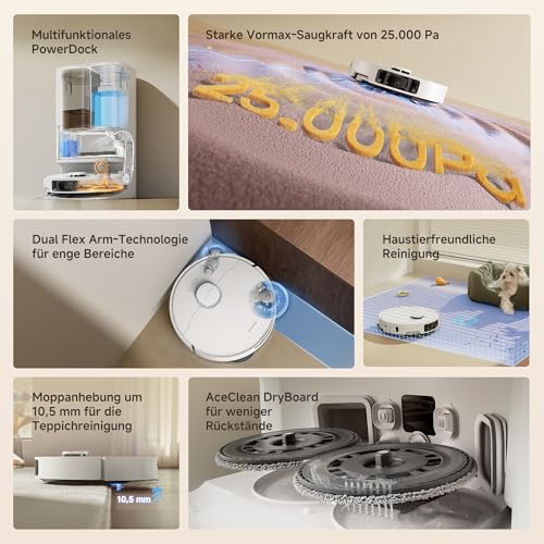 DREAME L10s Ultra Gen 3 Set staubsauger mit wischfunktion mit einer Saugkraft von 25.000 Pa