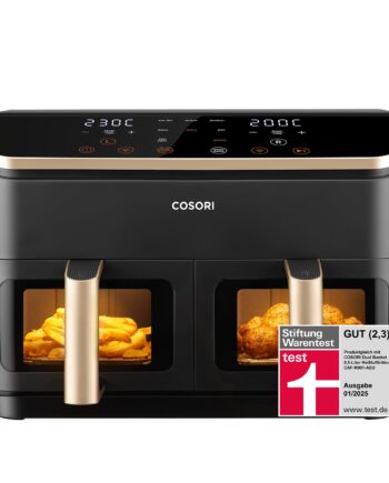 COSORI Heißluftfritteuse 2 Kammern, Airfryer Testsieger der Stiftung Warentest, 6-in-1 Dual Zone Air fryer 8,5 L