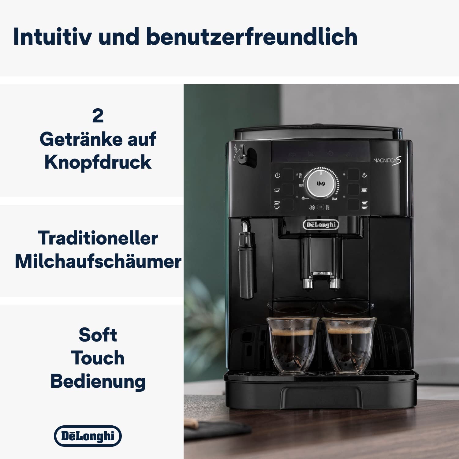 De’Longhi Magnifica S - Perfetto Kaffeevollautomat mit klassischem Milchaufschäumer, Espresso