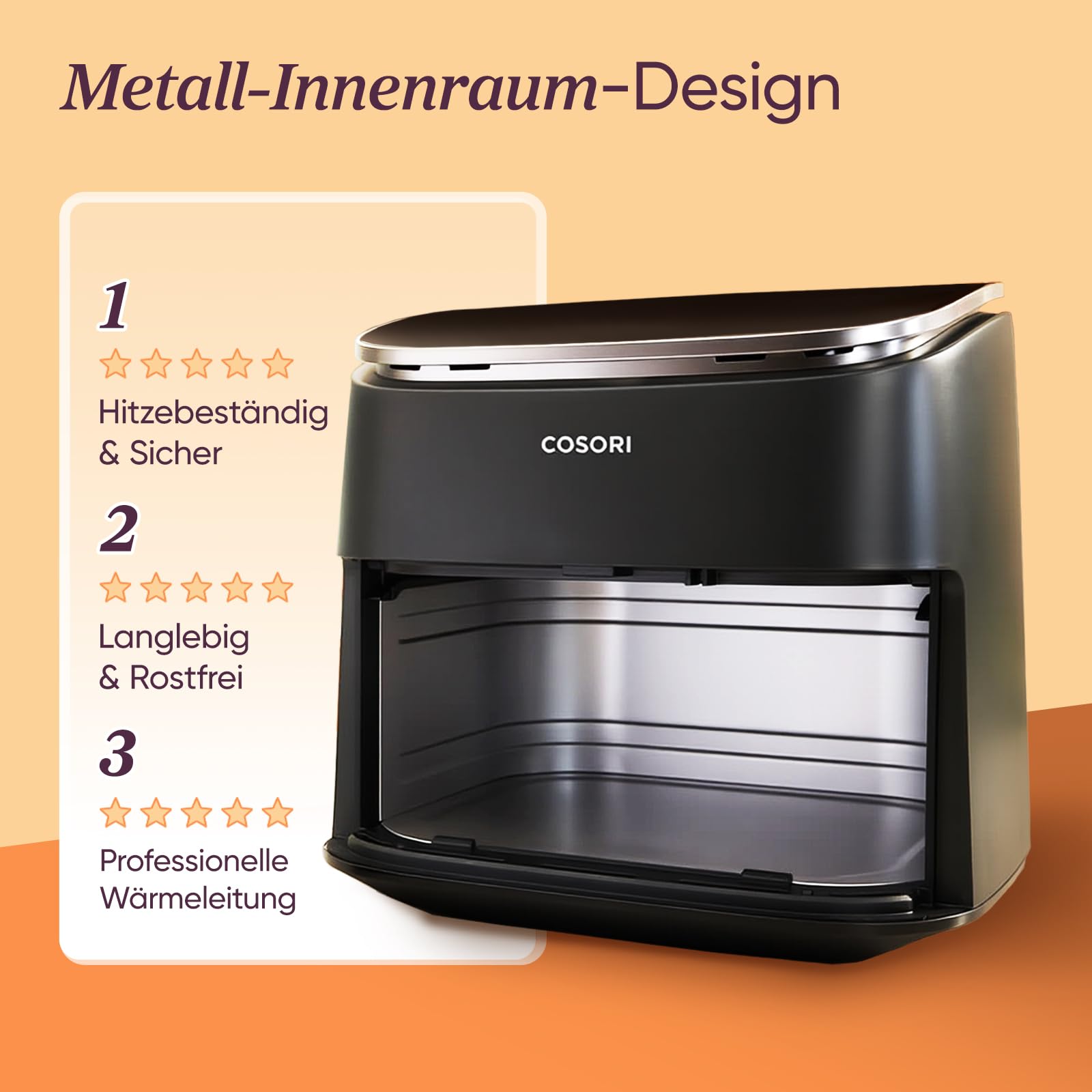 Cosori Turboblaze Airfryer Heißluftfritteuse, 9-in-1 Air Fryer XXL 6L, leiser DC Motor mit 5 Geschwindigkeitsstufen