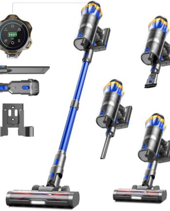 Akku Staubsauger 45000Pa/550W/65Min, 1,6L Staubsauger Kabellos mit Display, Anti-Tangle-Bürste