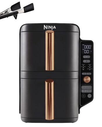 Ninja Double Stack XL Heißluftfritteuse, 2 vertikale Schubladen, 4 Kochstufen, 2 Einschübe, platzsparendes Design