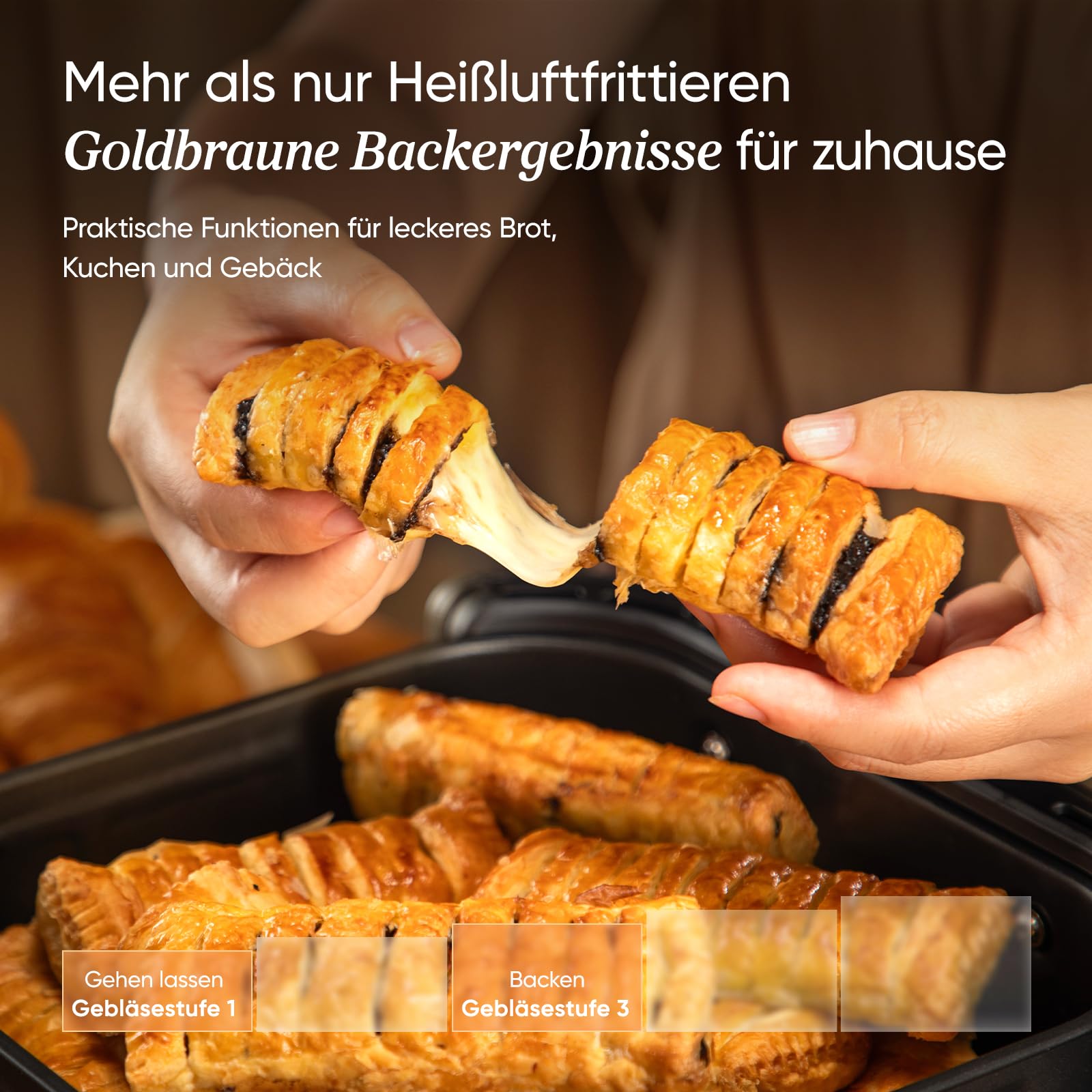 Cosori Turboblaze Airfryer Heißluftfritteuse, 9-in-1 Air Fryer XXL 6L, leiser DC Motor mit 5 Geschwindigkeitsstufen