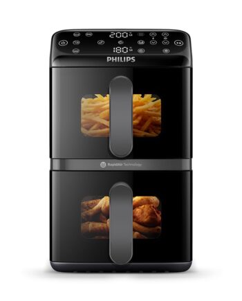 Philips Airfryer 4000 Series Stacked Dual Basket, Gestapelte Heißluftfritteuse mit 2 Körben, 10L