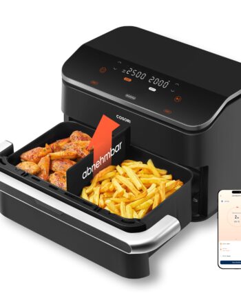 COSORI Heißluftfritteuse 2 Kammern, Dual Blaze TwinFry 10L Airfryer, mit 4 Heizrohren und flexiblen Kammern