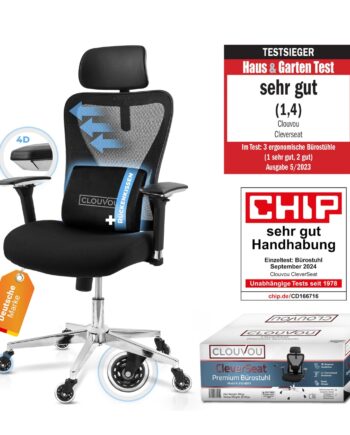 CLOUVOU CleverSeat Bürostuhl Ergonomisch [TESTSIEGER] Schreibtischstuhl